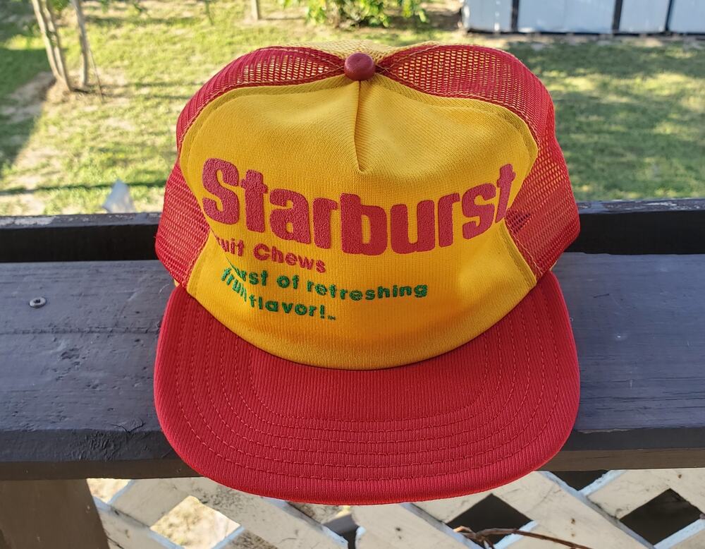 Rare Vintage Starburst Fruit Chews Trucker Made in USA Strapback Hat